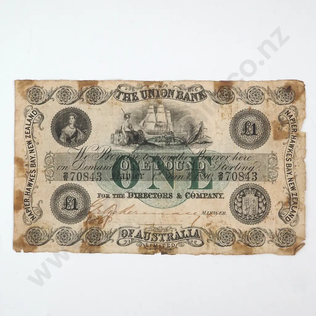 1890 Union Bank of Australia One Pound Image 1++