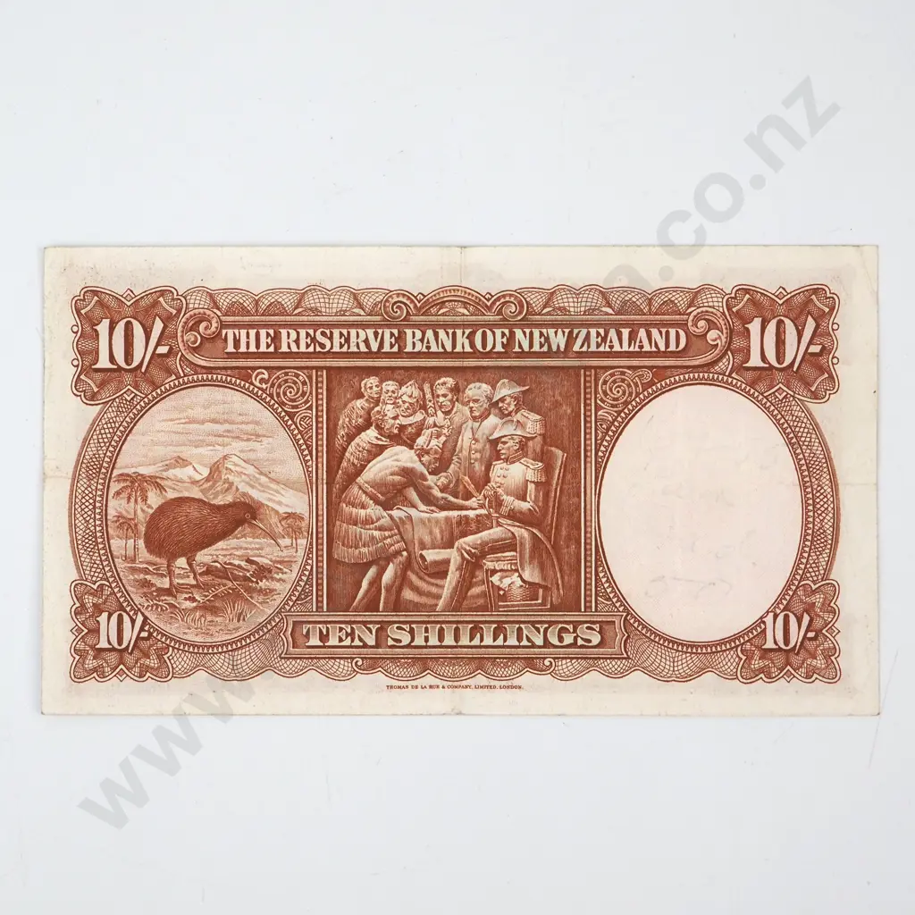 TEN SHILLINGS, WILSON SIGNATURE, SERIAL A OVER 5 763481 ( FIRST PREFIX OF SIGNATURE ), GOOD FINE, ESTIMATED C.V. $550 Image 1++