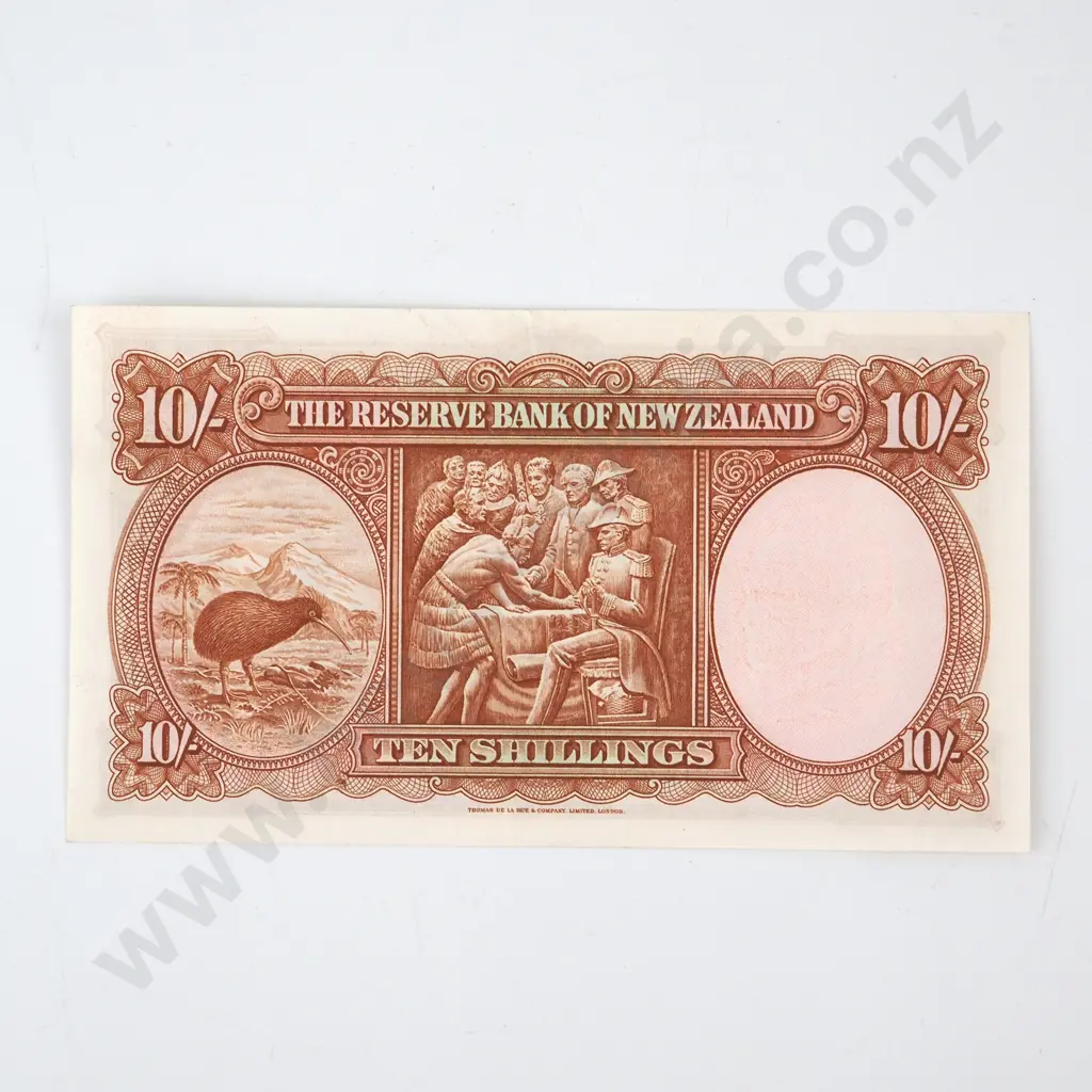 TEN SHILLINGS, WILSON SIGNATURE, SERIAL 0A 093445 ( FIRST PREFIX OF TYPE ), ALMOST UNCIRCULATED, C.V. $1400 Image 1++