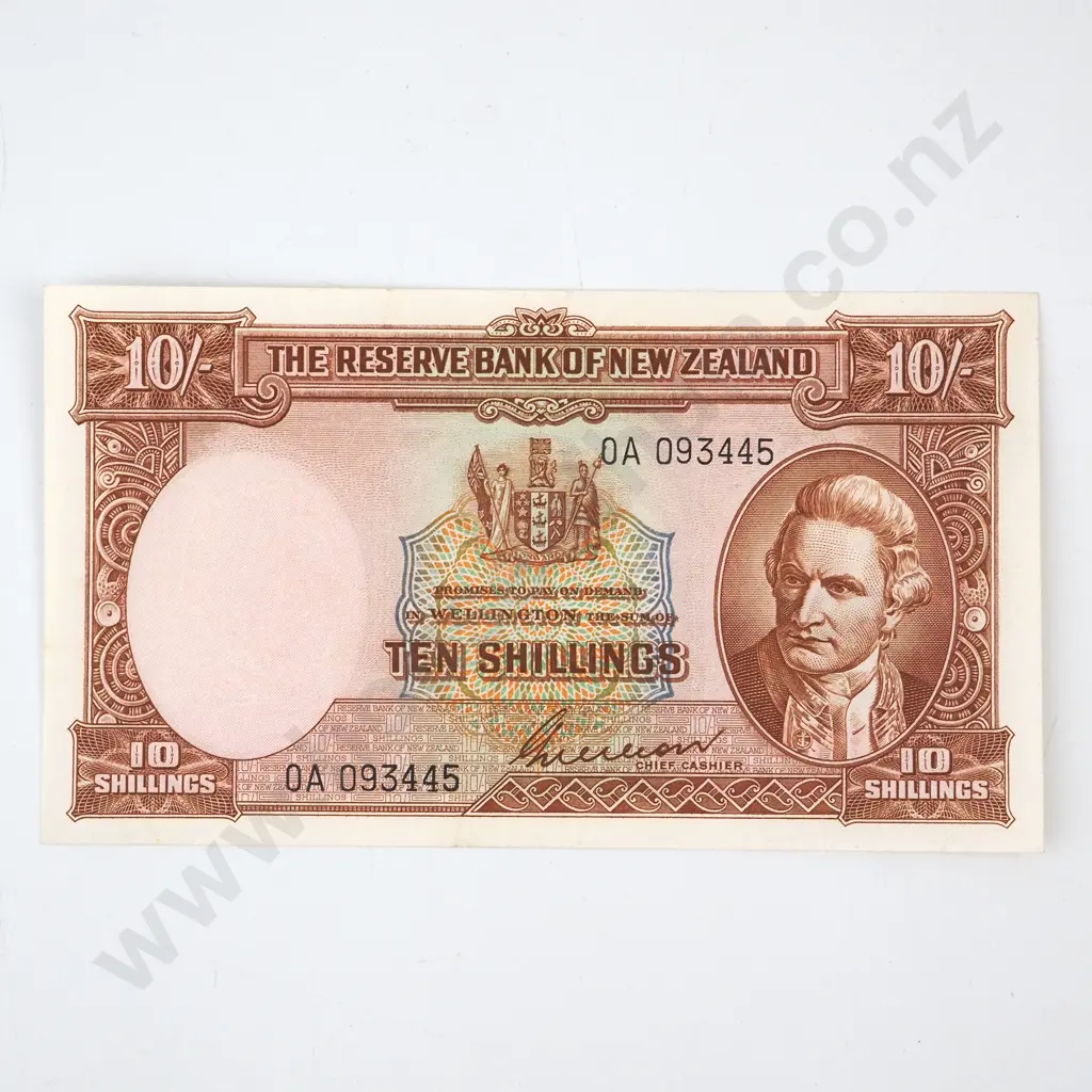 TEN SHILLINGS, WILSON SIGNATURE, SERIAL 0A 093445 ( FIRST PREFIX OF TYPE ), ALMOST UNCIRCULATED, C.V. $1400 Image 1++