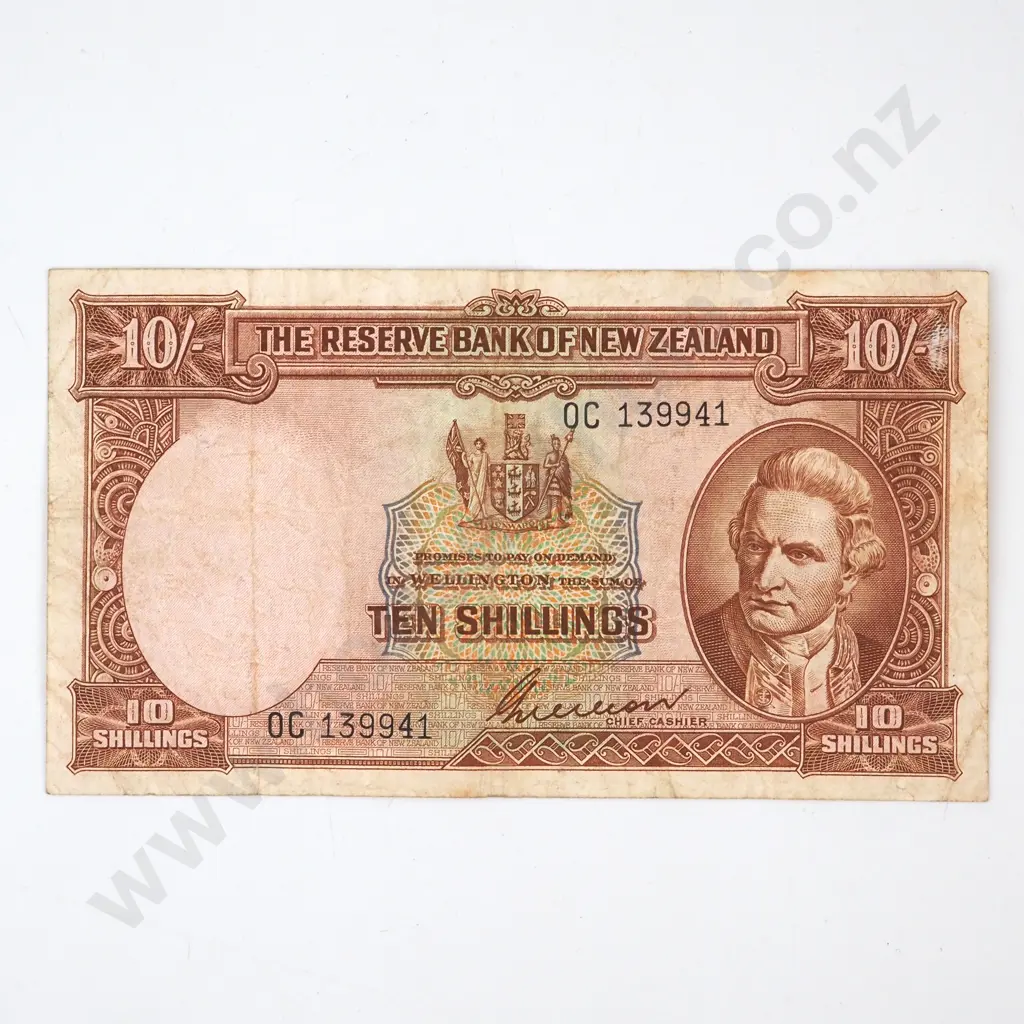 TEN SHILLINGS, WILSON SIGNATURE, SERIAL 0C 139941, VERY GOOD, C.V. $60 Image 1++