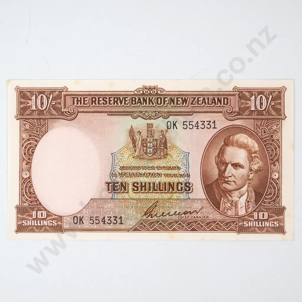 TEN SHILLINGS, WILSON SIGNATURE, SERIAL 0K 554331 ( LAST PREFIX OF SIGNATURE ), UNCIRCULATED, C.V. $3200 Image 1++