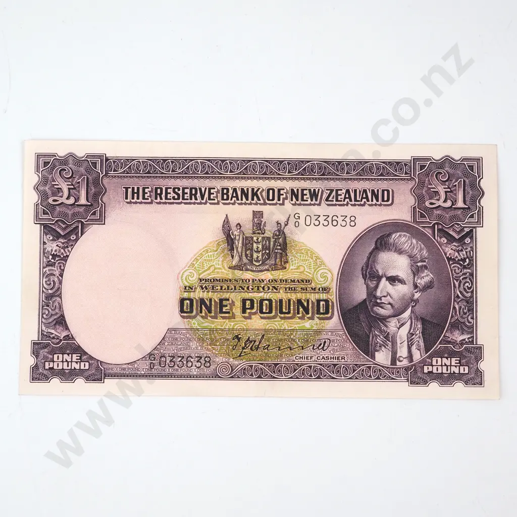 ONE POUND, HANNA SIGNATURE, SERIAL G OVER 0 033638 ( FIRST PREFIX OF SIGNATURE ), UNCIRCULATED, C.V. $1500 Image 1++