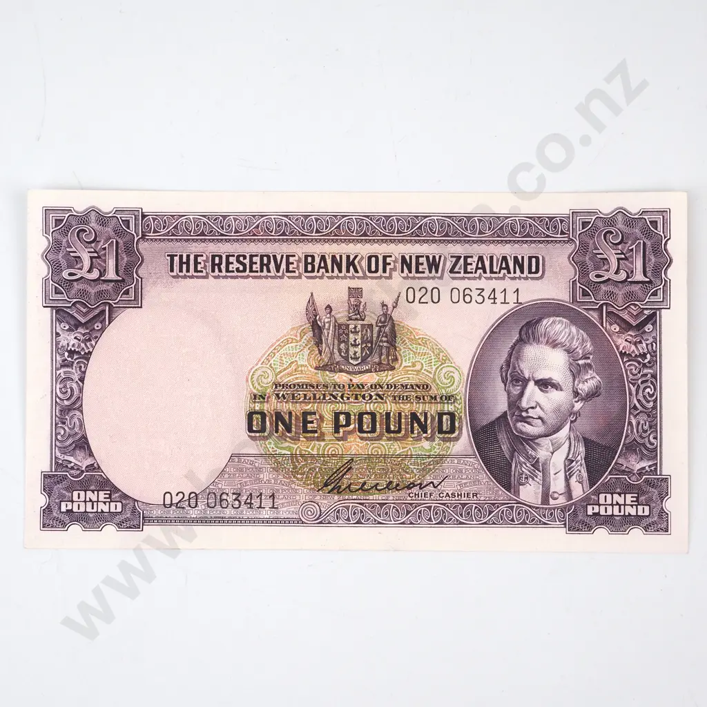 ONE POUND, WILSON SIGNATURE, SERIAL 020 063411 ( LAST PREFIX OF SIGNATURE ), ALMOST UNCIRCULATED, C.V. $2000 Image 1++