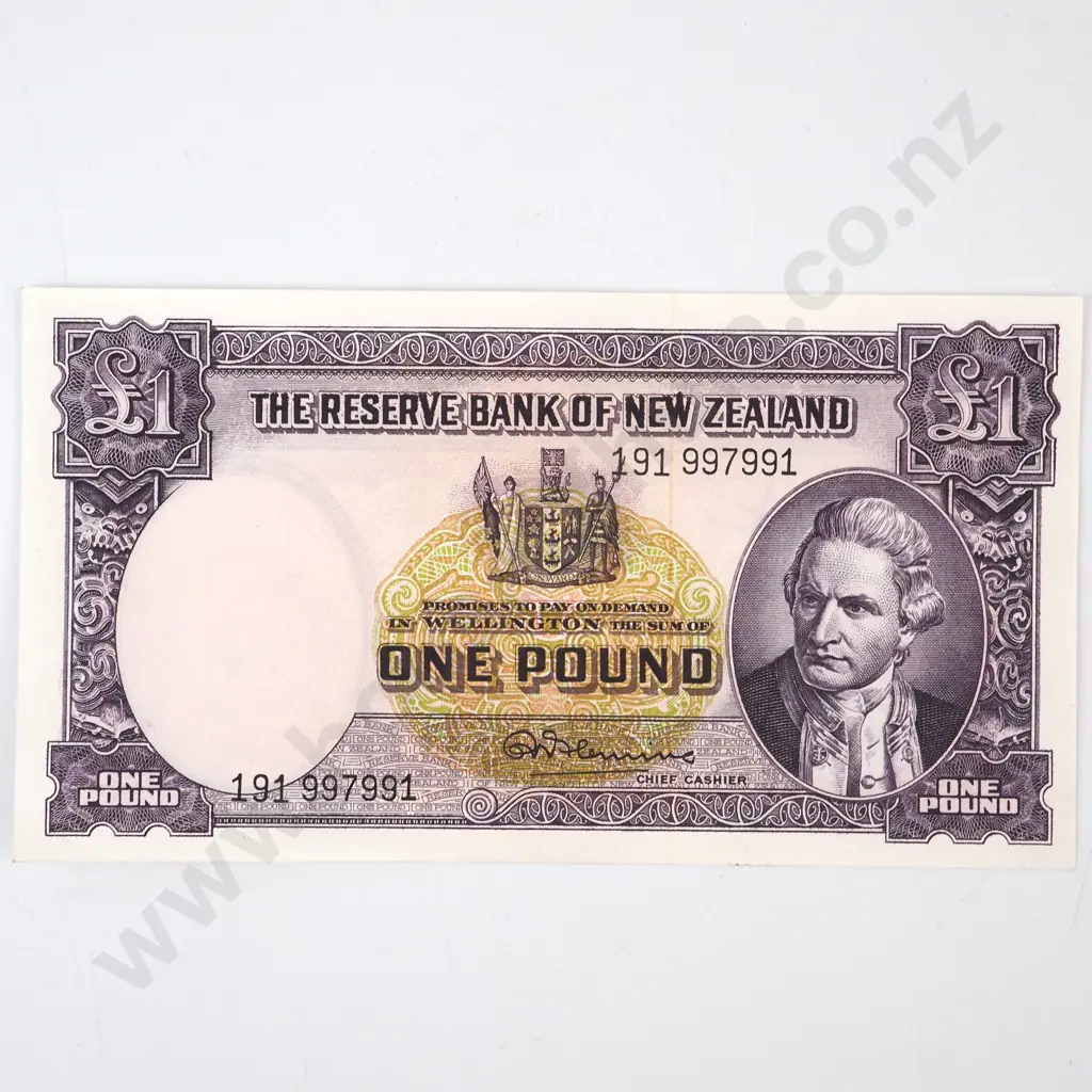 ONE POUND, FLEMING SIGNATURE, SERIAL 191 997991, UNCIRCULATED, C.V. $175 Image 1++