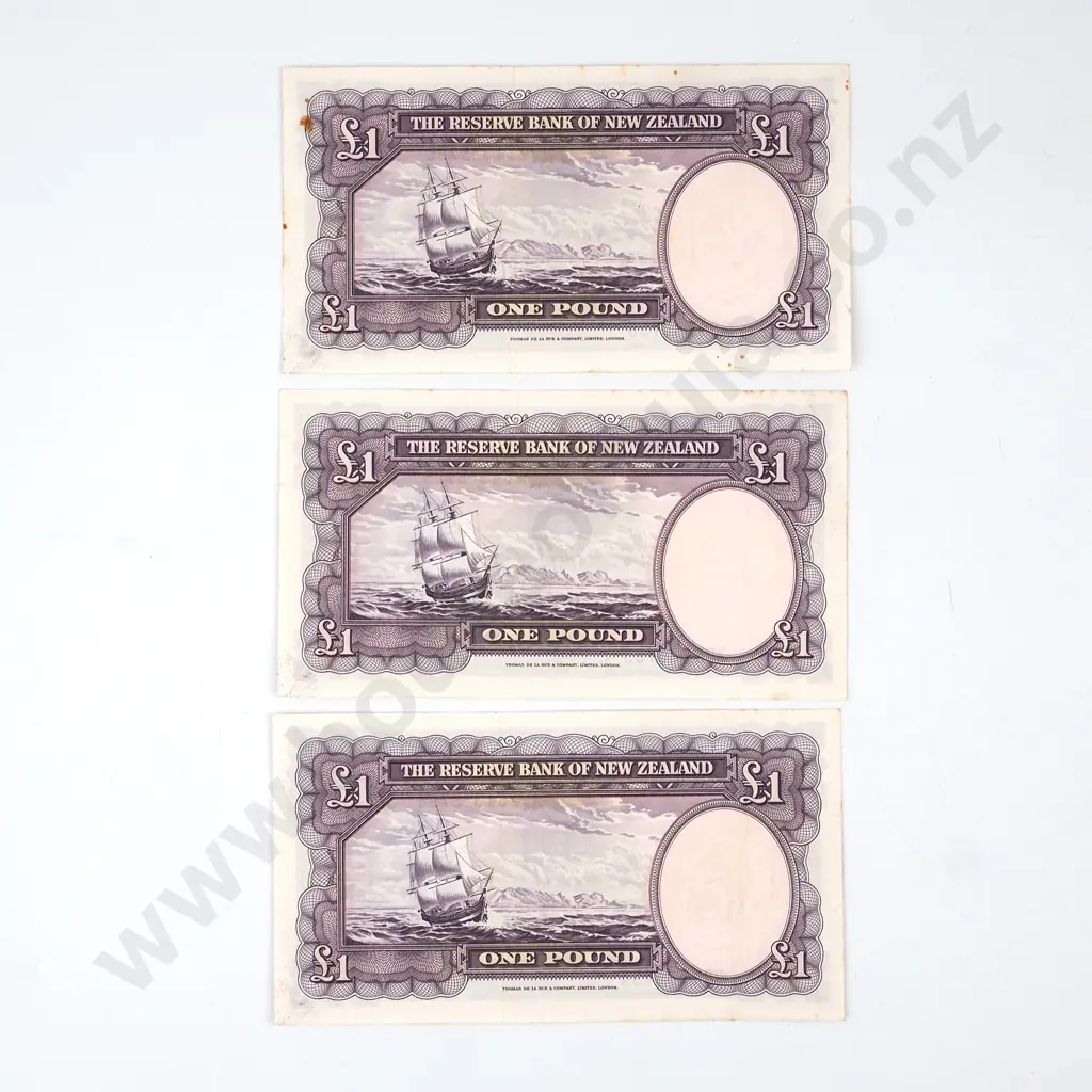 ONE POUND CONSECUTIVELY NUMBERED TRIO, FLEMING SIGNATURE, SERIALS 284 535 794 / 5 / 6, EXTREMELY FINE, C.V. $255 Image 1++