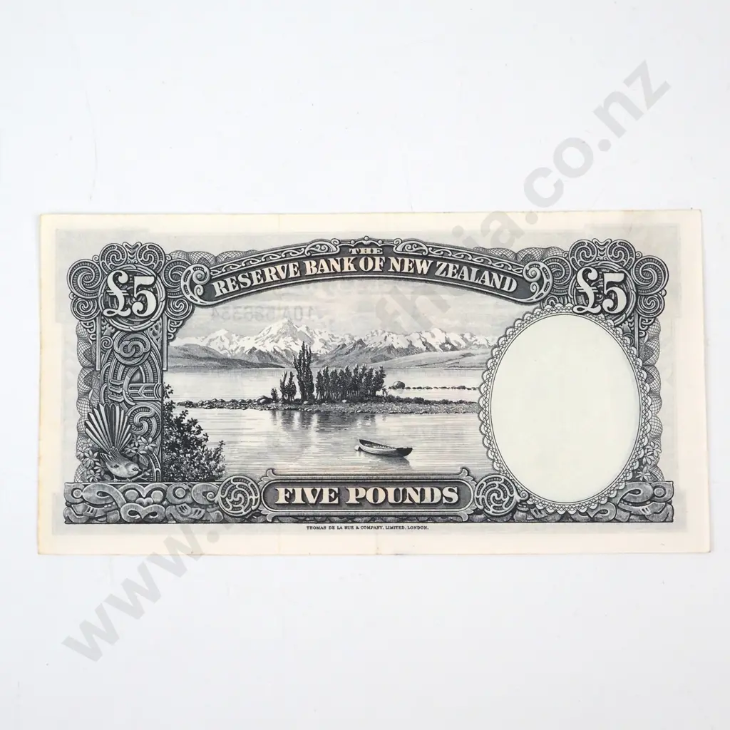 FIVE POUNDS, FLEMING SIGNATURE, SERIAL 10A 586334 ( FIRST PREFIX OF TYPE ), EXTREMELY FINE, C.V. $220 Image 1++