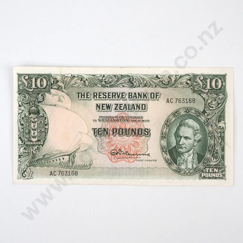TEN POUNDS, FLEMING SIGNATURE, SERIAL AC 763168, VERY FINE, C.V. $325 Image 1++