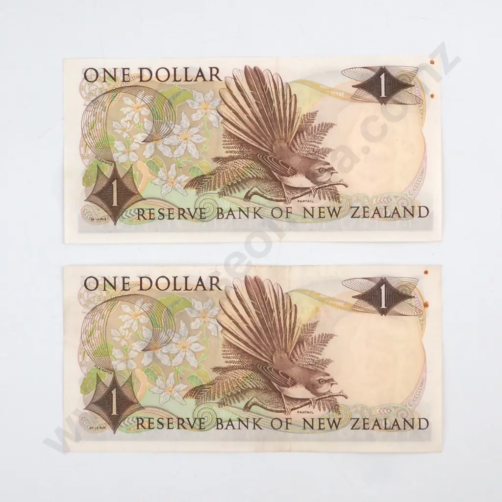 CONSECUTIVELY NUMBERED PAIR WILKS SIGNATURE, SERIALS 7C 001592 / 3, ALMOST UNCIRCULATED BUT WITH TWO RUSTED STAPLE HOLES IN EACH, C.V. $80 ( NOT COUNTING THE HOLES ) Image 1++