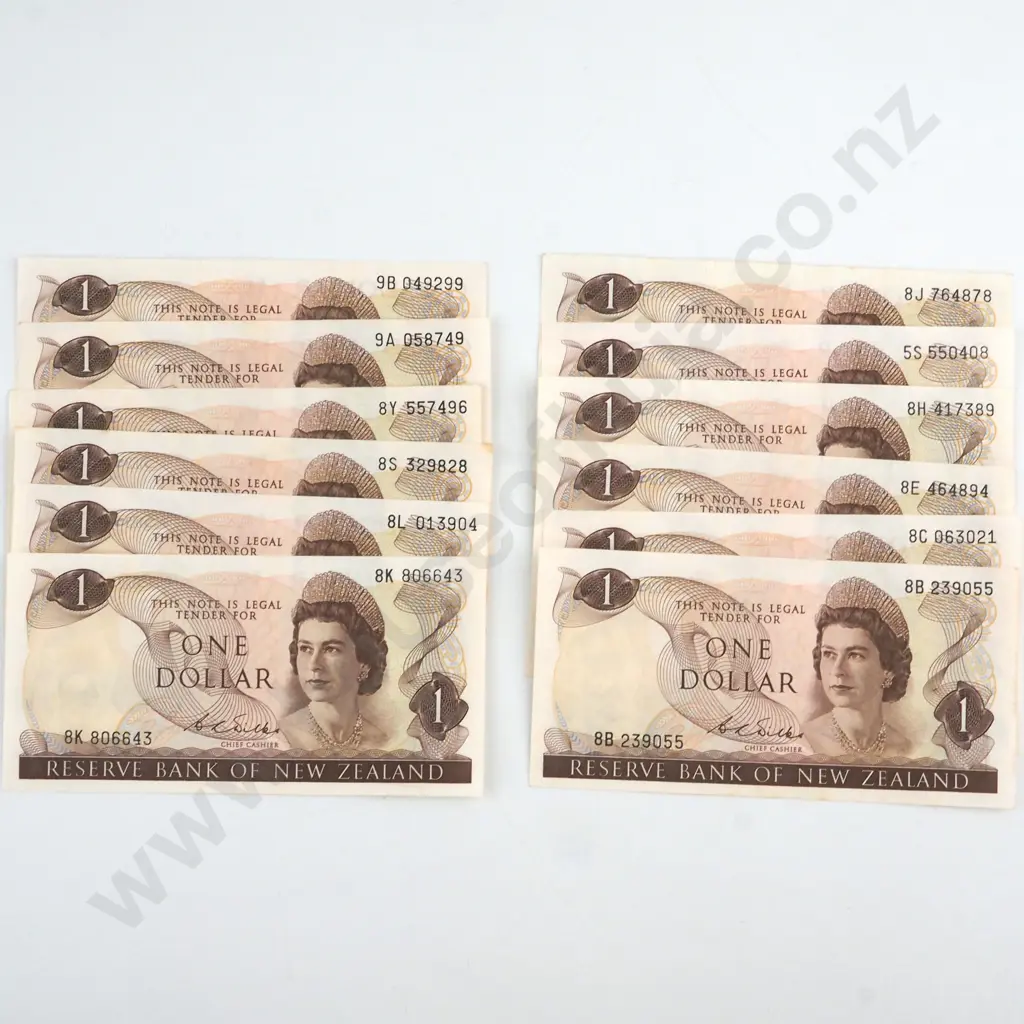 12 X WILKS SIGNATURE, PREFIXES 5S, 8B, 8C, 8E, 8H, 8J, 8K, 8L, 8S, 8Y, 9A, 9B, VERY FINE TO EXTREMELY FINE Image 1++