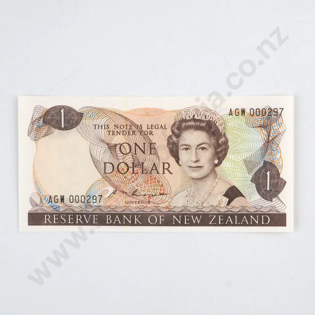 RUSSELL SIGNATURE, SERIAL AGW 000297 ( LOW NUMBER )( FIRST PREFIX OF SIGNATURE ), UNCIRCULATED, C.V. $90 Image 1++