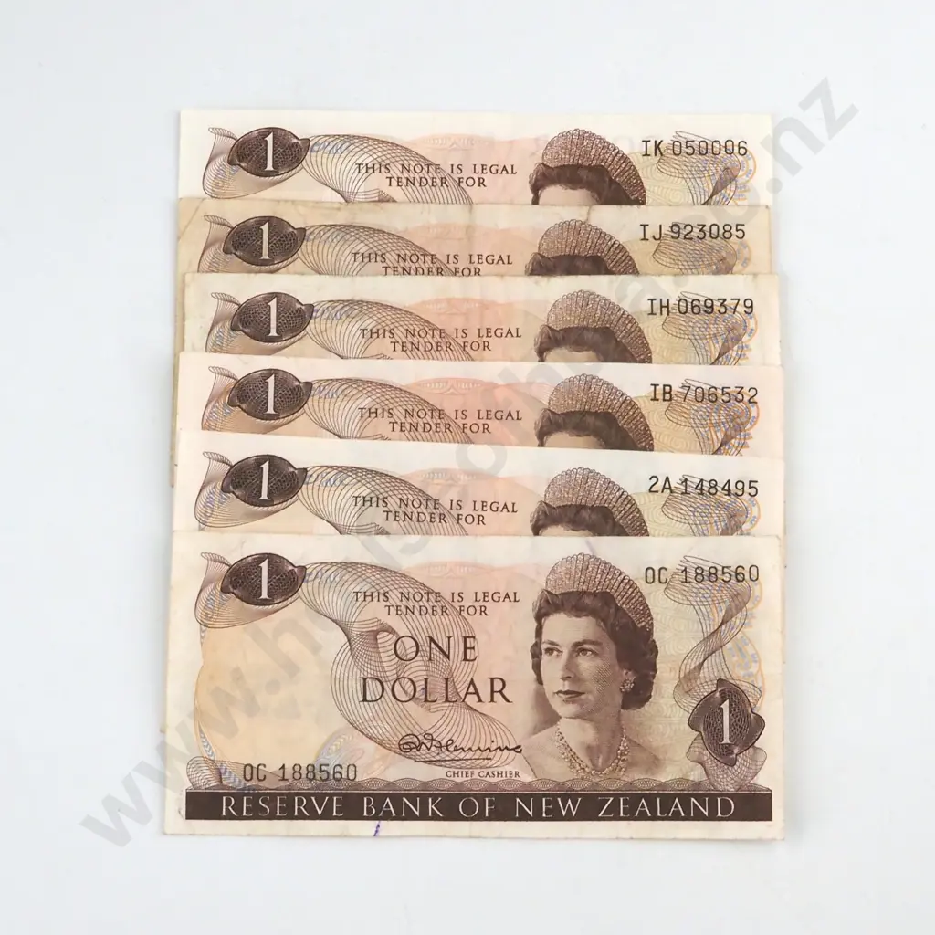 6 X FLEMING SIGNATURE, PREFIXES  0C, 2A, IB, IH, IJ, IK,  FINE TO VERY FINE Image 1++