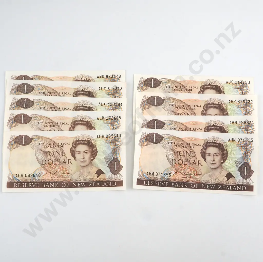 9 X RUSSELL SIGNATURE, PREFIXES  AHM, AHN, AHP, AJS, ALH, ALK, ALX, ALY, AMD, EXTREMELY FINE TO ALMOST UNCIRCULATED Image 1++