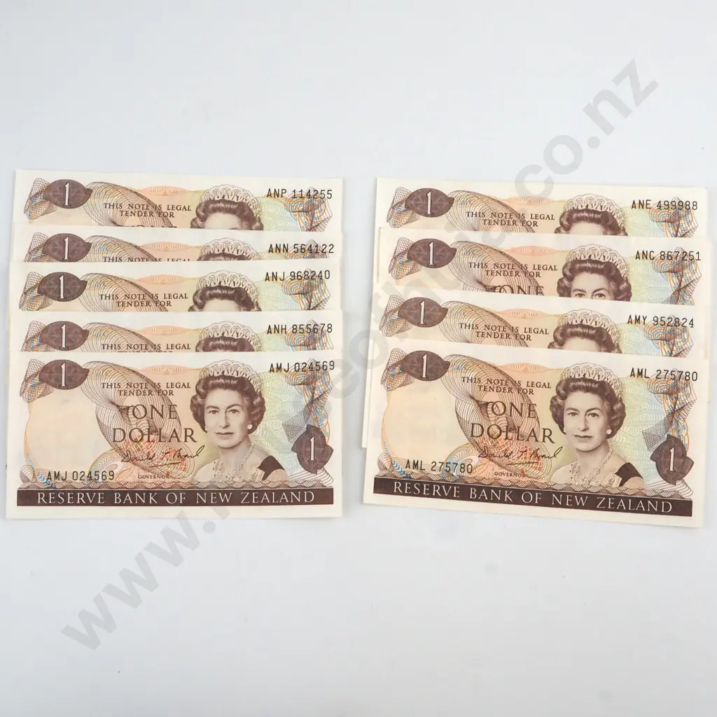 9 X BRASH SIGNATURE, PREFIXES  AMJ, AML, AMY, ANC, ANE, ANH, ANJ, ANN, ANP, EXTREMELY FINE TO ALMOST UNCIRCULATED Image 1++