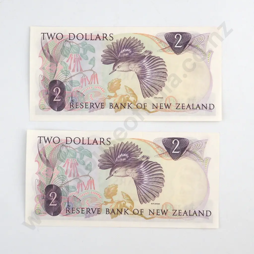CONSECUTIVELY NUMBERED PAIR WILKS SIGNATURE, SERIALS 0Y5 398349 / 50, ALMOST  UNCIRCULATED, C.V. $120 Image 1++