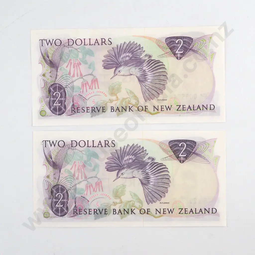 2 X HARDIE TYPE 2 SIGNATURE, SERIALS EA 006584* AND EB 298782*, UNCIRCULATED, C.V. $70 Image 1++
