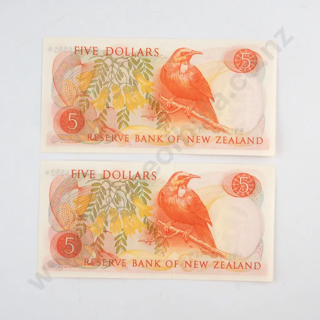 CONSECUTIVELY NUMBERED PAIR KNIGHT SIGNATURE, SERIALS 991 446551* / 2*, UNCIRCULATED, C.V. $250 Image 1++