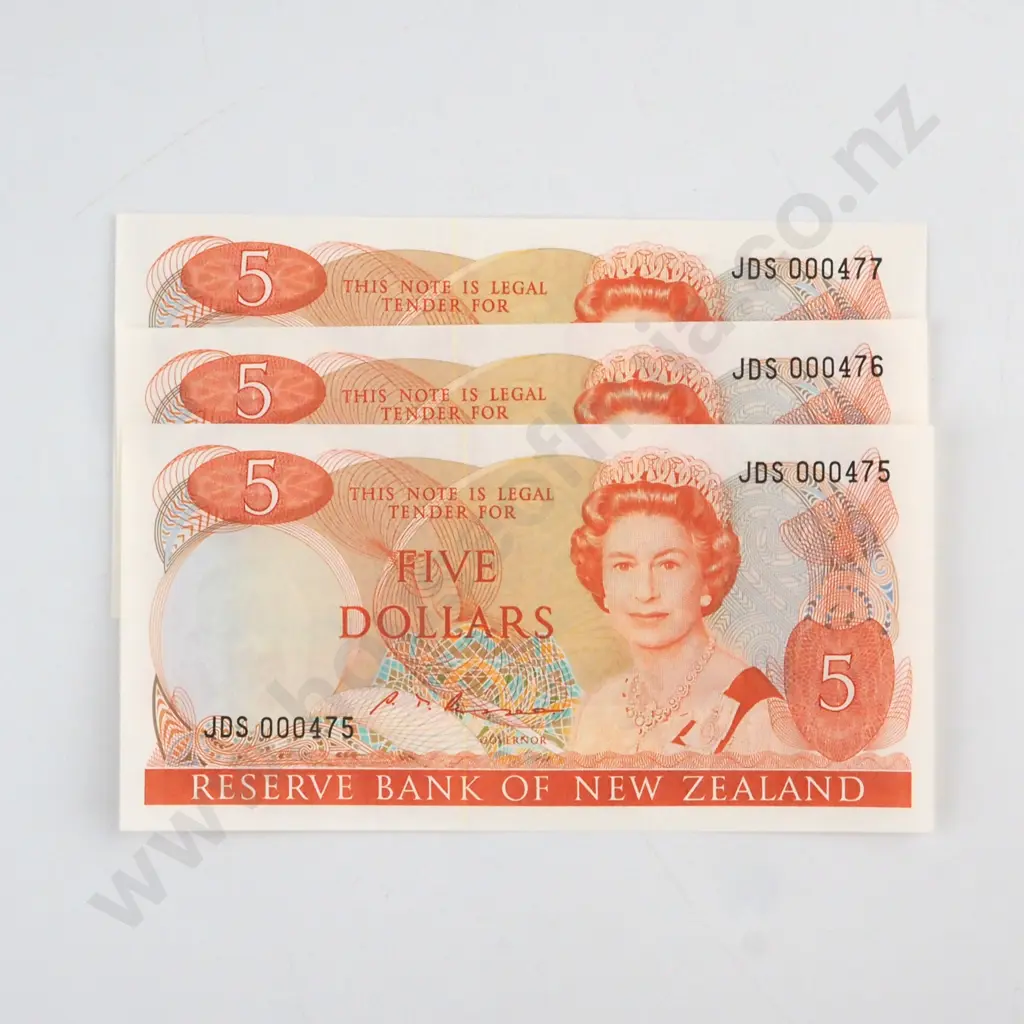 3 X CONSECUTIVELY NUMBERED RUSSELL SIGNATURE, SERIALS  JDS 000475 / 6 / 7 ( LOW NUMBERS ),  UNCIRCULATED, C.V. $150 Image 1++