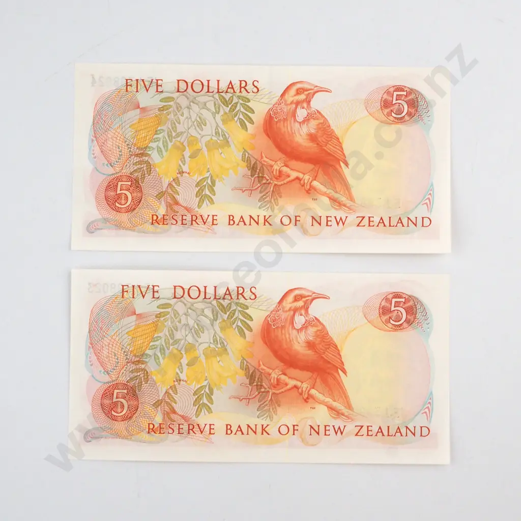 CONSECUTIVELY NUMBERED PAIR RUSSELL SIGNATURE, SERIALS  JEJ 398023 / 4  UNCIRCULATED, C.V. $70 Image 1++