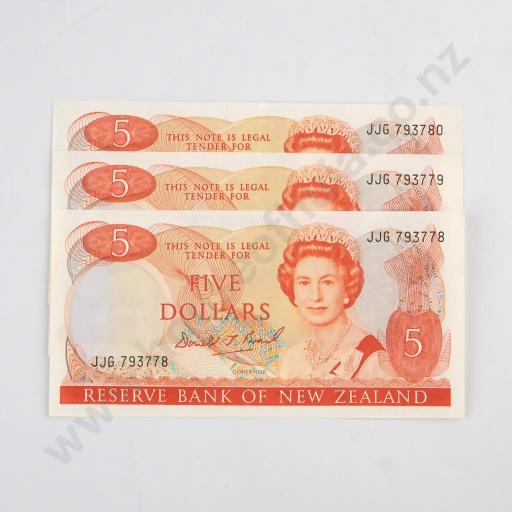 3 X CONSECUTIVELY NUMBERED BRASH SIGNATURE, SERIALS JJG 793778 / 9 / 80, ALMOST  UNCIRCULATED, C.V. $120 Image 1++