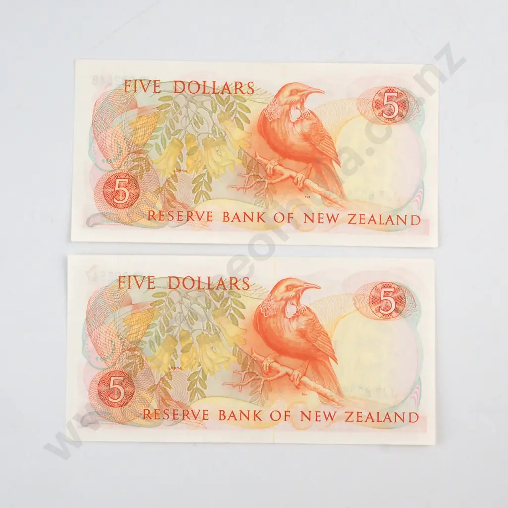 CONSECUTIVELY NUMBERED PAIR BRASH SIGNATURE, SERIALS JJP 802547 / 8 ( LAST PREFIX OF SIGNATURE ), ALMOST UNCIRCULATED, C.V. $70 Image 1++