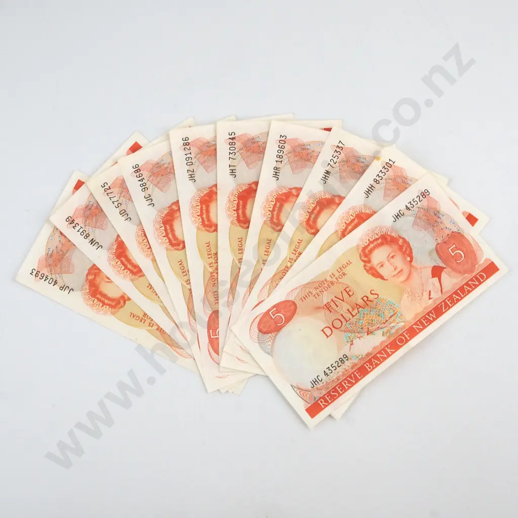 10 X NOTES, VERY FINE TO EXTREMELY FINE, PREFIXES RUSSELL JHC, BRASH JHH, JHM, JHR, JHT, JHZ, JJC, JJD, JJN, JJP Image 1++