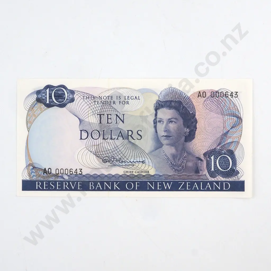 FLEMING SIGNATURE, SERIAL A0 000643 ( LOW NUMBER ) ( FIRST PREFIX OF SIGNATURE ), ALMOST UNCIRCULATED, C.V. $225 Image 1++
