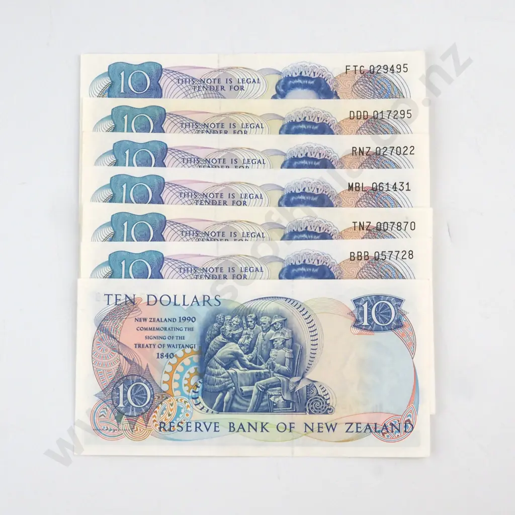 7 X BRASH SIGNATURE 1990, SERIALS CWB, BBB, TNZ, MBL, RNZ, DDD, FTC, EXTREMELY FINE TO ALMOST UNCIRCULATED Image 1++