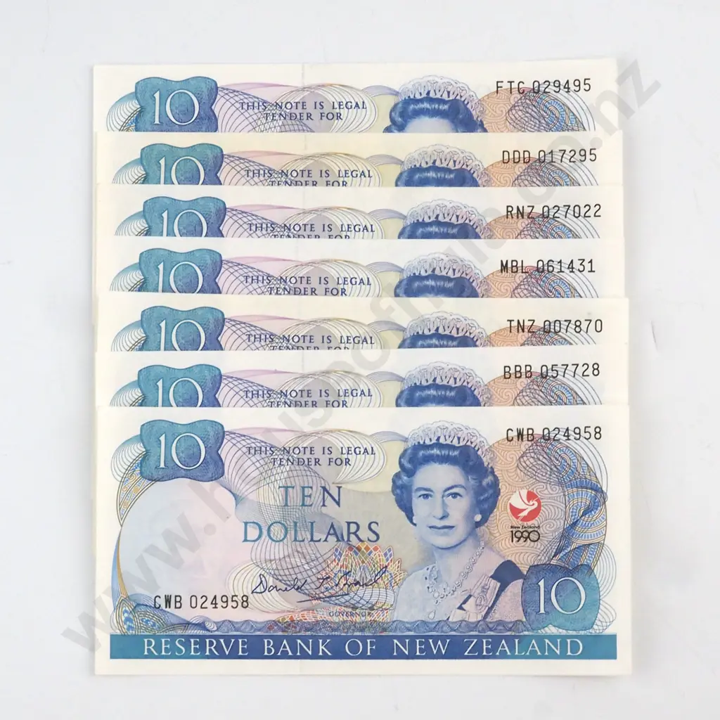 7 X BRASH SIGNATURE 1990, SERIALS CWB, BBB, TNZ, MBL, RNZ, DDD, FTC, EXTREMELY FINE TO ALMOST UNCIRCULATED Image 1++