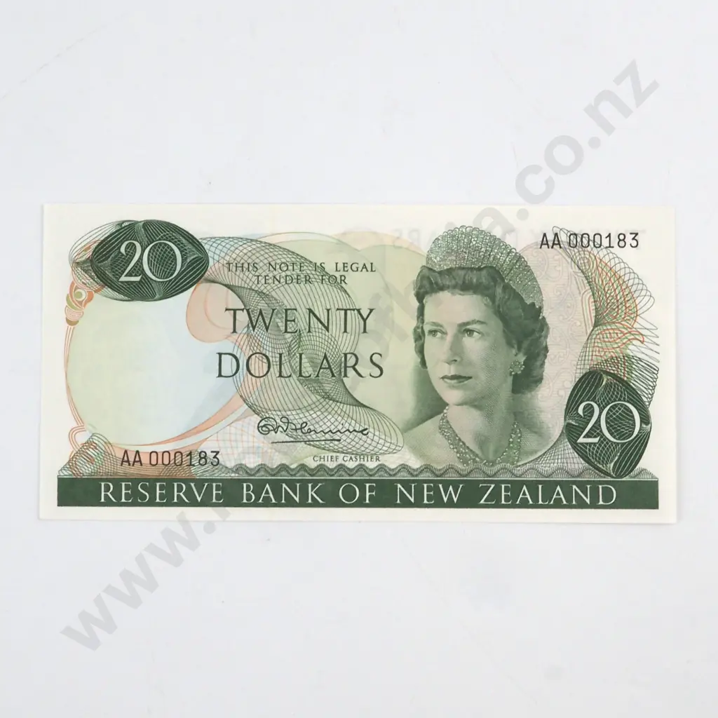 FLEMING SIGNATURE, SERIAL AA 000183 ( LOW NUMBER ) ( FIRST PREFIX OF SIGNATURE ), UNCIRCULATED, C.V. $400 Image 1++