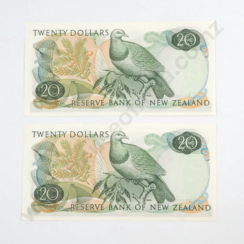 CONSECUTIVELY NUMBERED PAIR FLEMING SIGNATURE, SERIALS AA 000218 / 9  ( LOW NUMBERS ) ( FIRST PREFIX OF SIGNATURE ), UNCIRCULATED, C.V. $800 Image 1++