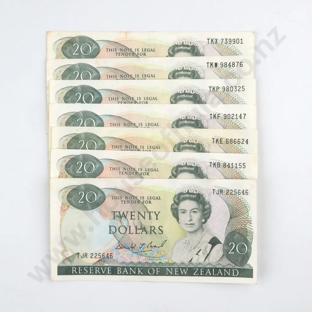 7 X BRASH TYPE 1 SIGNATURE, PREFIXES  TJR, TKB, TKE, TKF, TKP, TKW, TKX, VERY FINE TO  EXTREMELY FINE Image 1++