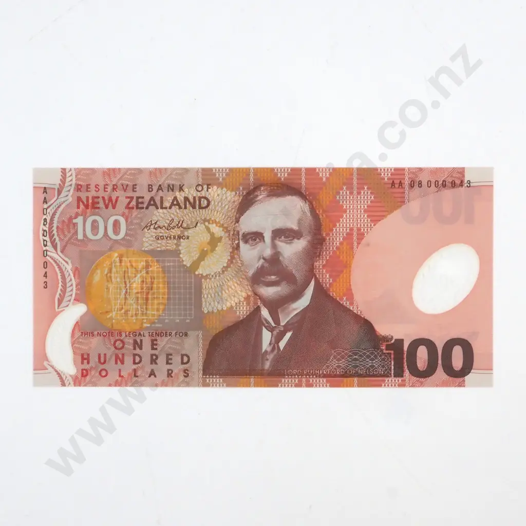 BRASH TYPE II SIGNATURE, SERIAL AA 08000043 ( LOW NUMBER ) ( FIRST PREFIX OF YEAR ), UNCIRCULATED, C.V. $200 Image 1++