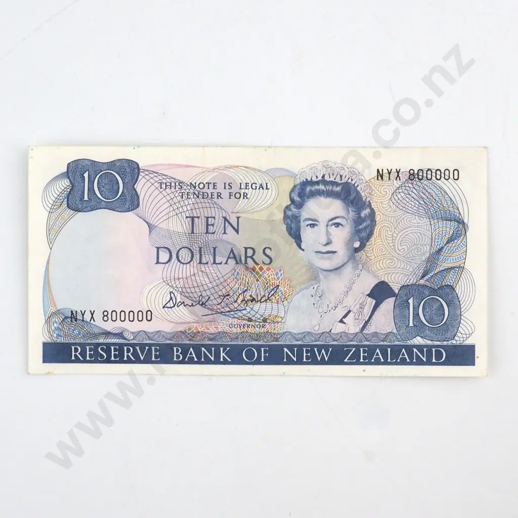 TEN DOLLARS BRASH TYPE I SIGNATURE, SERIAL NYX 800000 ( LAST PREFIX OF TYPE ) ( NEAR SOLID NUMBER ), VERY FINE Image 1++