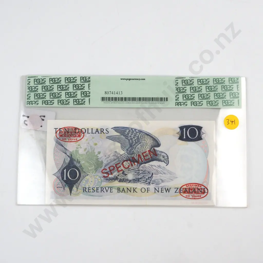 TEN DOLLARS KNIGHT SIGNATURE SPECIMEN, SERIAL 15Y 000000, GRADED AND SLABBED BY PCGS AS VERY CHOICE NEW 64 Image 1++