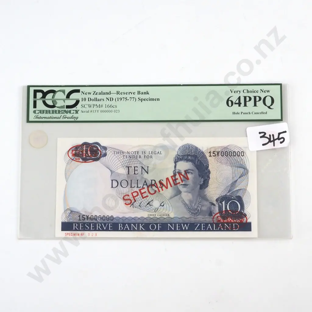 TEN DOLLARS KNIGHT SIGNATURE SPECIMEN, SERIAL 15Y 000000, GRADED AND SLABBED BY PCGS AS VERY CHOICE NEW 64 Image 1++