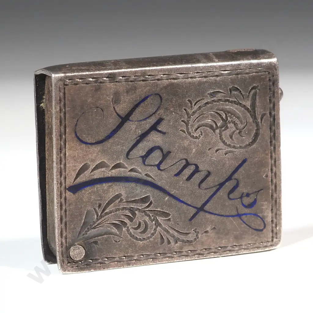 Sterling Silver Antique Stamp Holder w English Hallmarks Image 1++