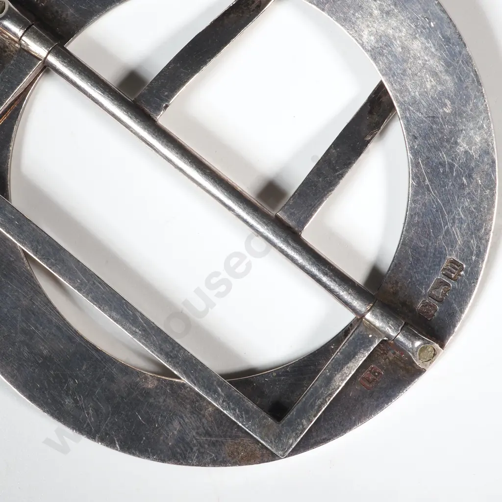 Sterling Silver & Green Enamel Belt Buckle Image 1++