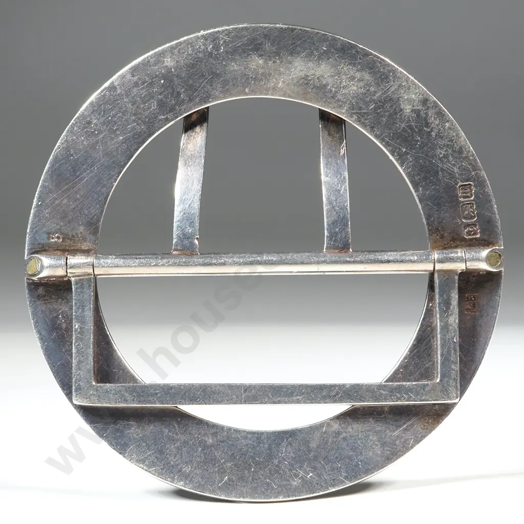 Sterling Silver & Green Enamel Belt Buckle Image 1++