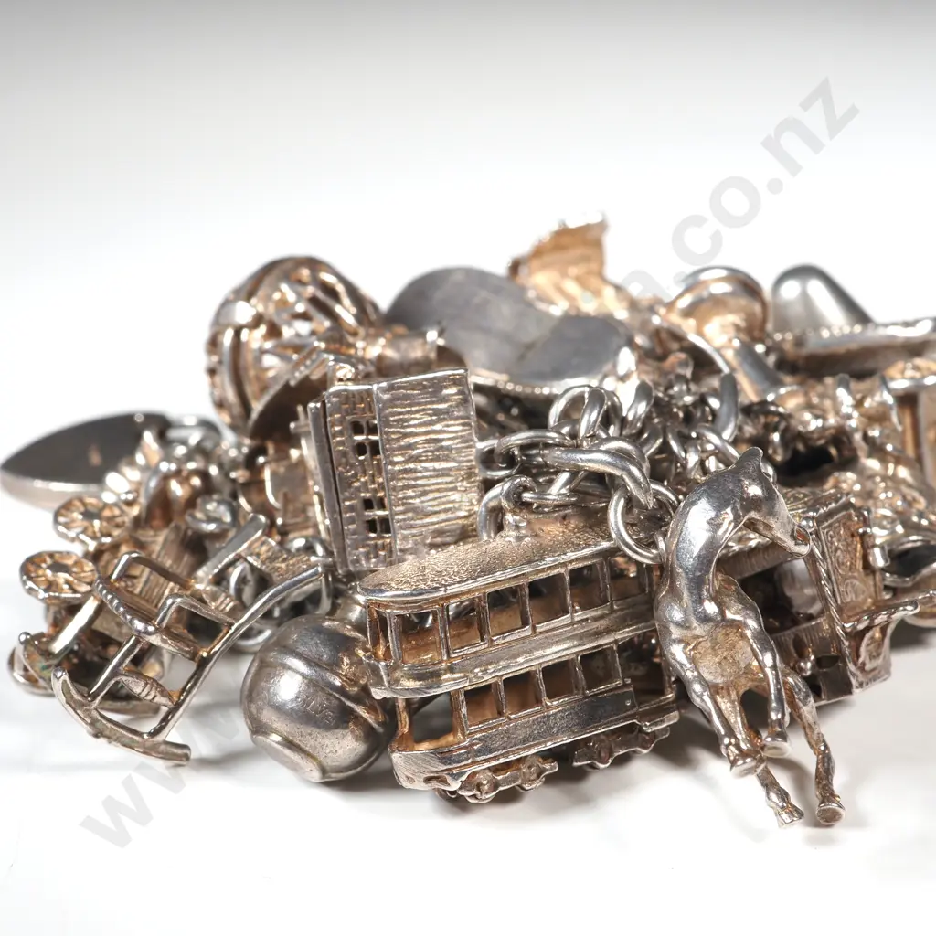 Substantial Sterling Silver Charm Bracelet Image 1++