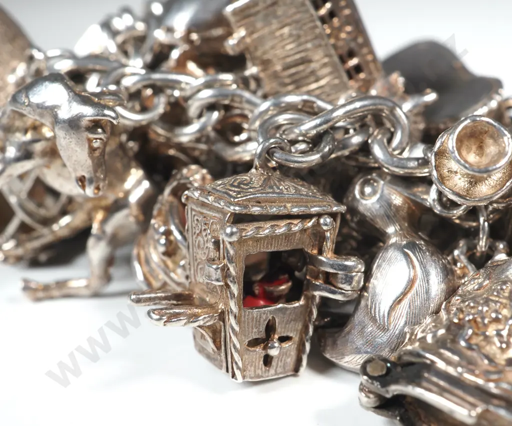 Substantial Sterling Silver Charm Bracelet Image 1++