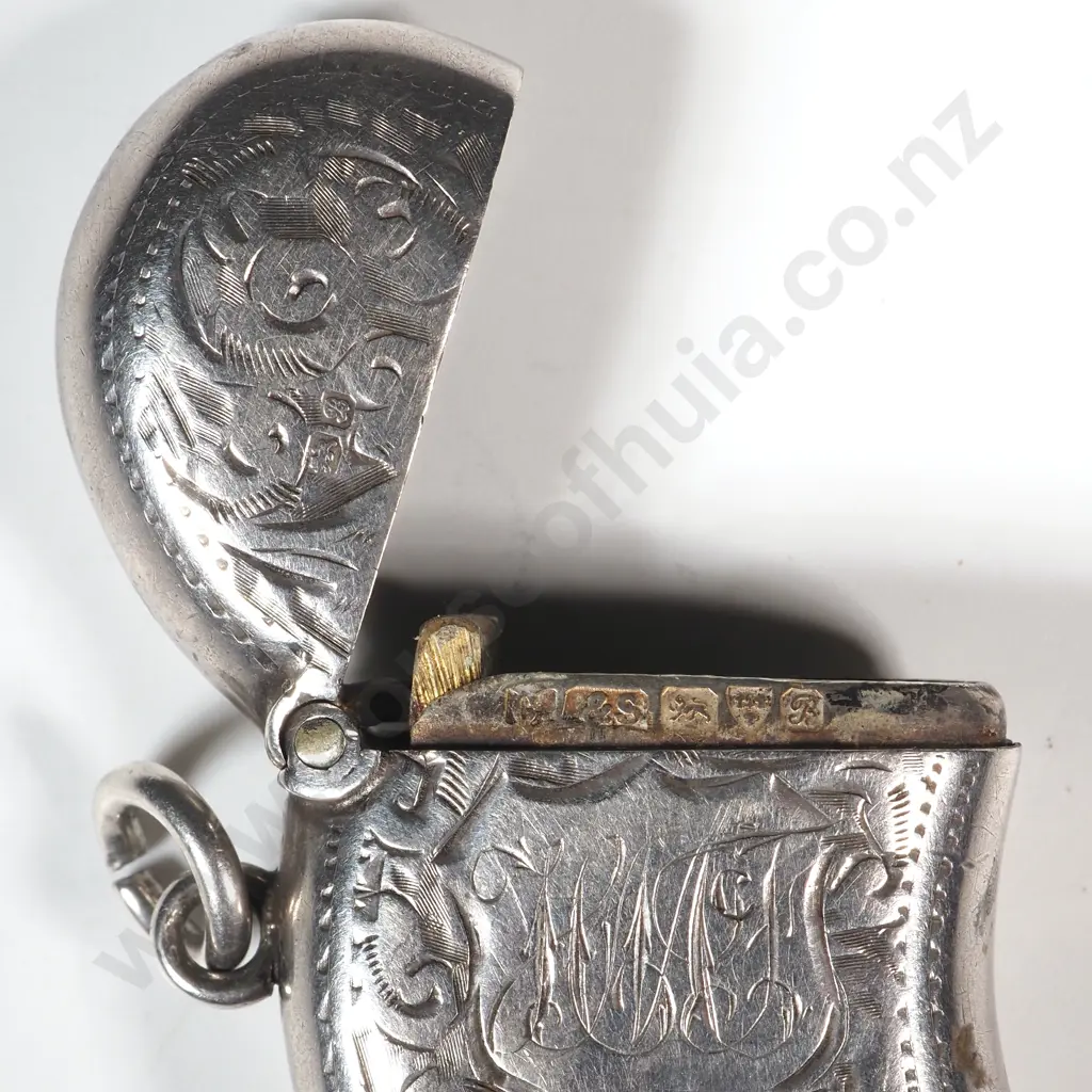 Sterling Silver Engraved Bean Vesta Image 1++
