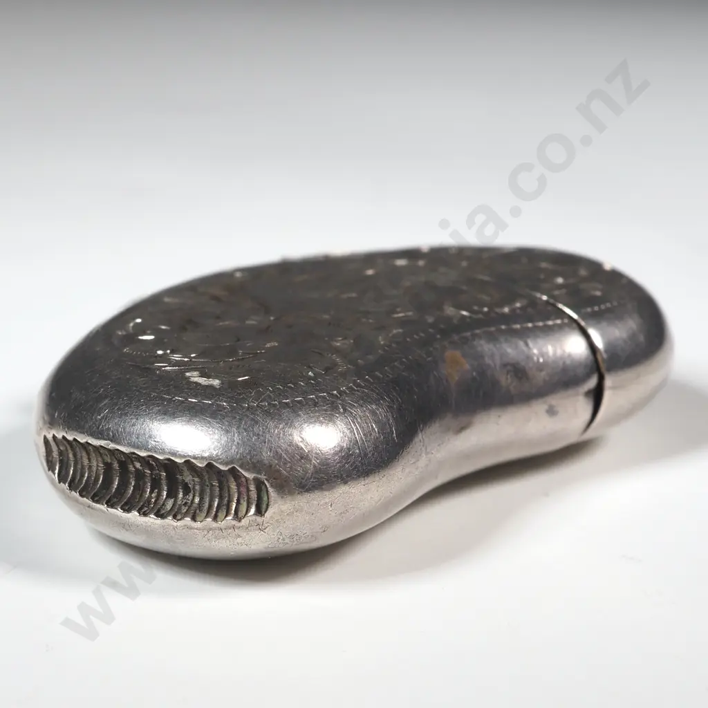 Sterling Silver Engraved Bean Vesta Image 1++