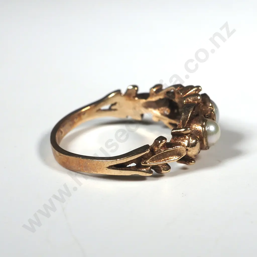 Antique 9ct Gold Pearl Ring w English Hallmarks Image 1++