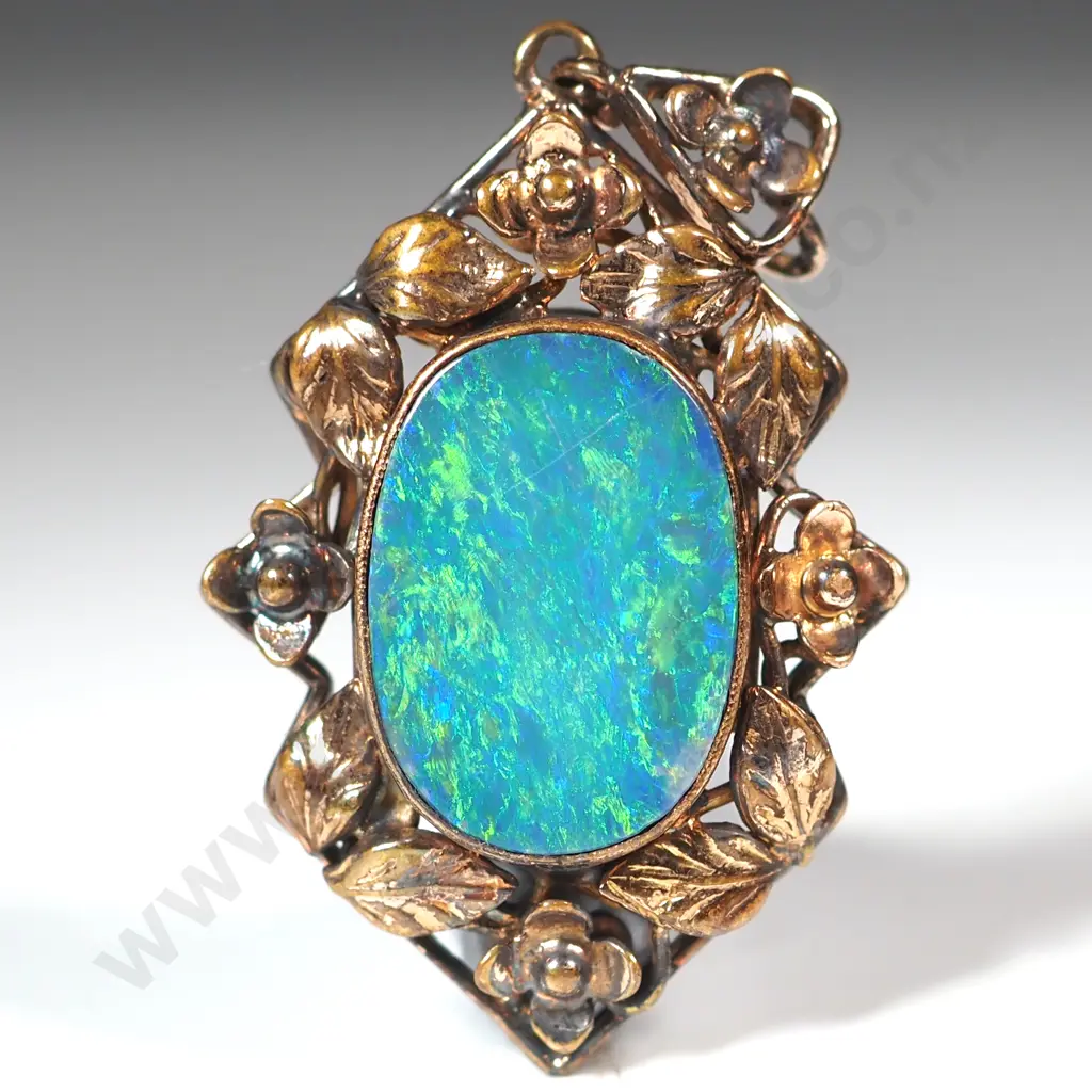 Antique Rolled Gold Pendant w Substantial Solid Opal Image 1++