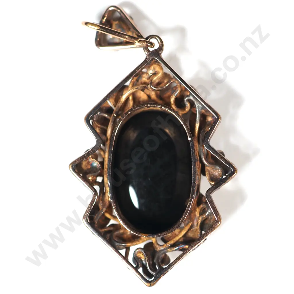 Antique Rolled Gold Pendant w Substantial Solid Opal Image 1++