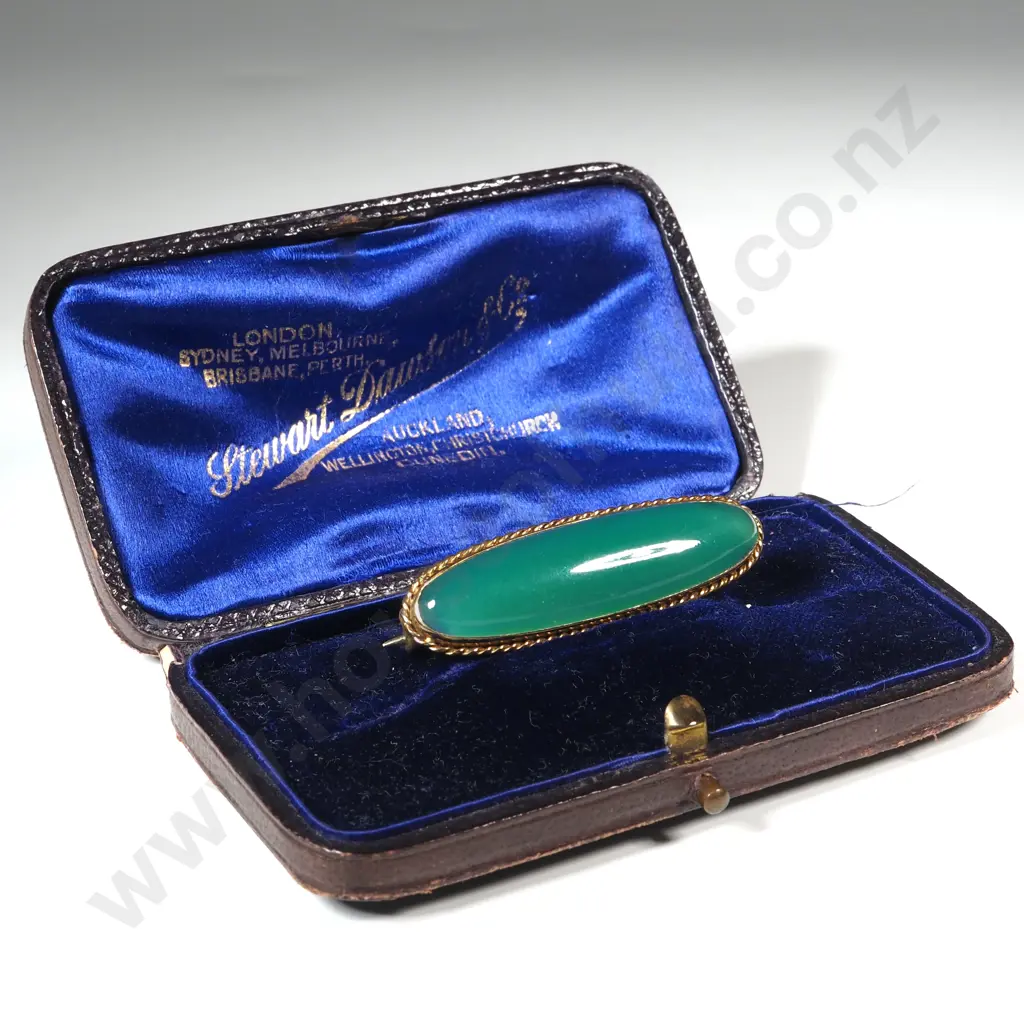 Exceptional Colonial Chyrsobel & 9ct Gold Brooch in Period Stewart Dawsons New Zealand Box Image 1++