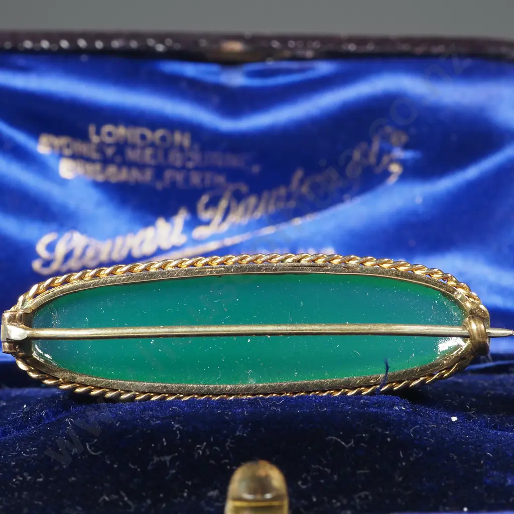 Exceptional Colonial Chyrsobel & 9ct Gold Brooch in Period Stewart Dawsons New Zealand Box Image 1++