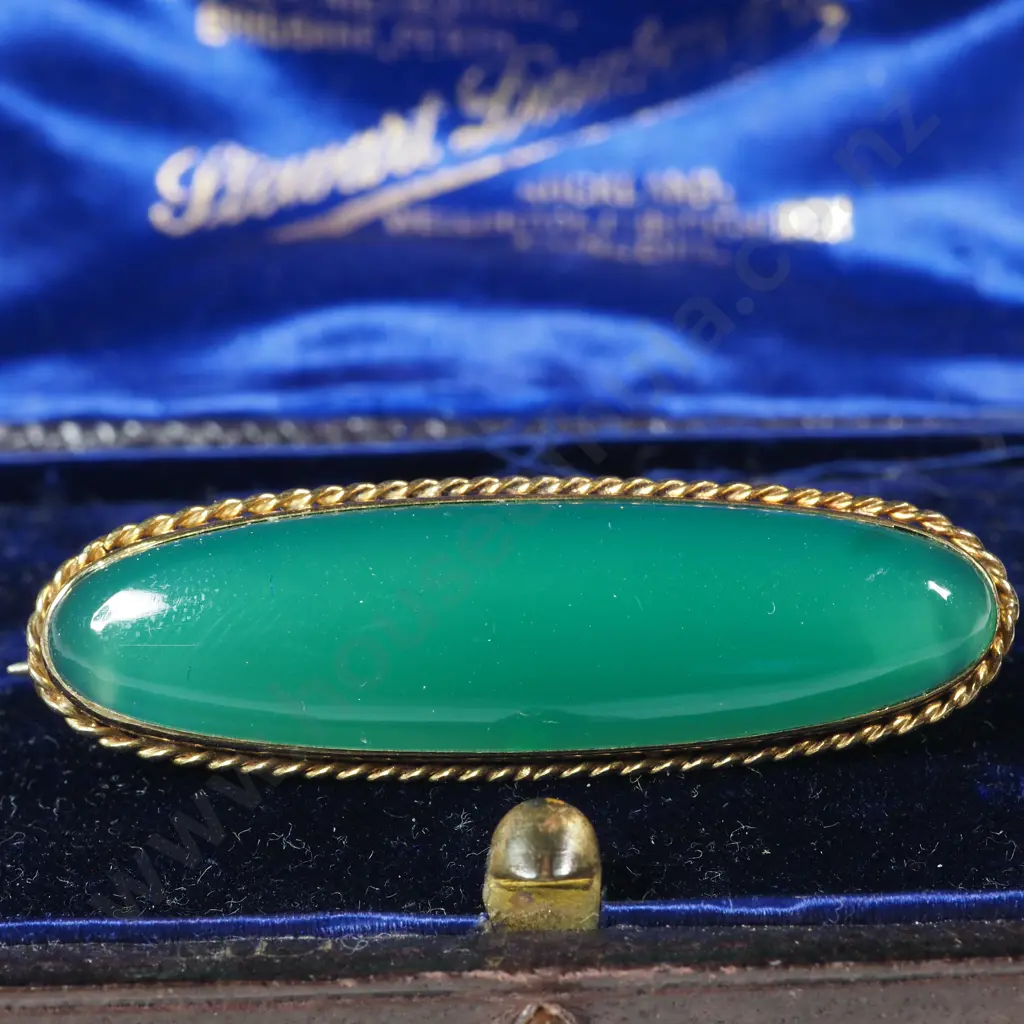 Exceptional Colonial Chyrsobel & 9ct Gold Brooch in Period Stewart Dawsons New Zealand Box Image 1++
