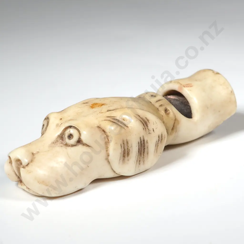 Antique Carved Bone Dog Whistle Image 1++